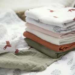 Lot de 3 langes en mousseline Little Forest Lapin (60 x 60 cm)