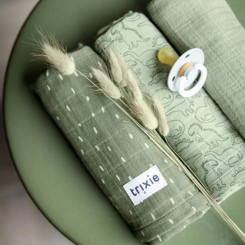 Lot de 3 langes en mousseline Daring Dino (55 x 55 cm)