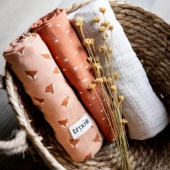 Lot de 3 langes en mousseline Fierce Fox (55 x 55 cm)