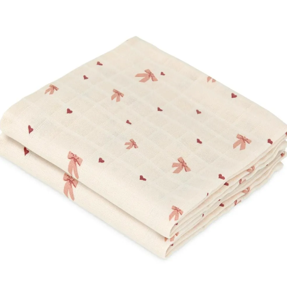 Lot de 2 langes en mousseline Bows (70 x 70 cm)