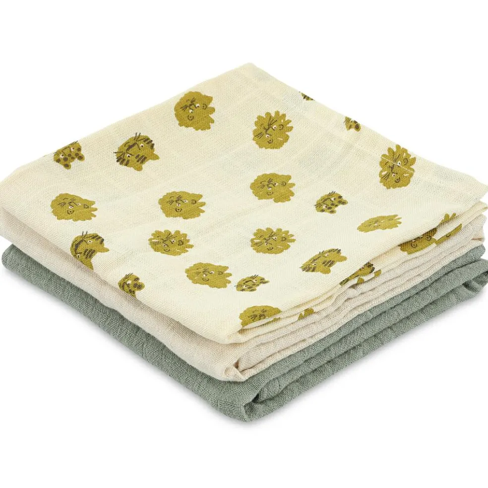 Lot de 3 langes en mousseline Lucky Leopard (55 x 55 cm)