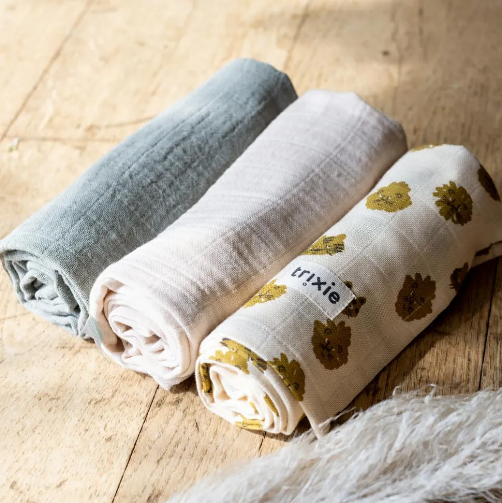 Lot de 3 langes en mousseline Lucky Leopard (55 x 55 cm)