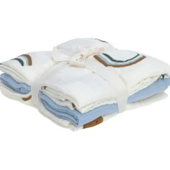 Lot de 3 langes Happy Rascals Smile bleu ciel (60 x 60 cm)