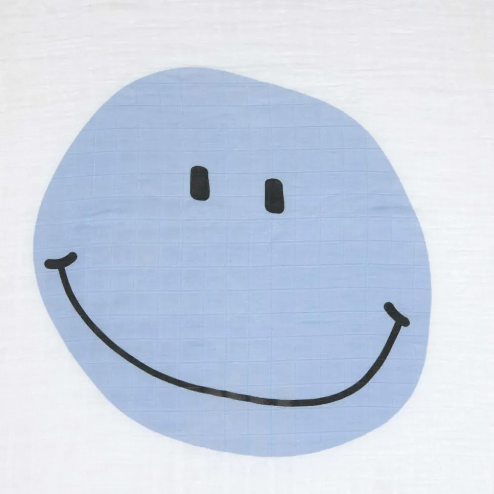 Lot de 2 langes Happy Rascals Smile bleu ciel (120 x 120 cm)