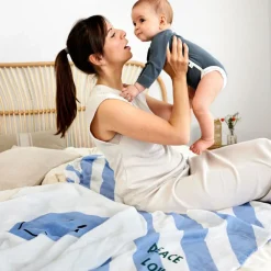 Lot de 2 langes Happy Rascals Smile bleu ciel (120 x 120 cm)