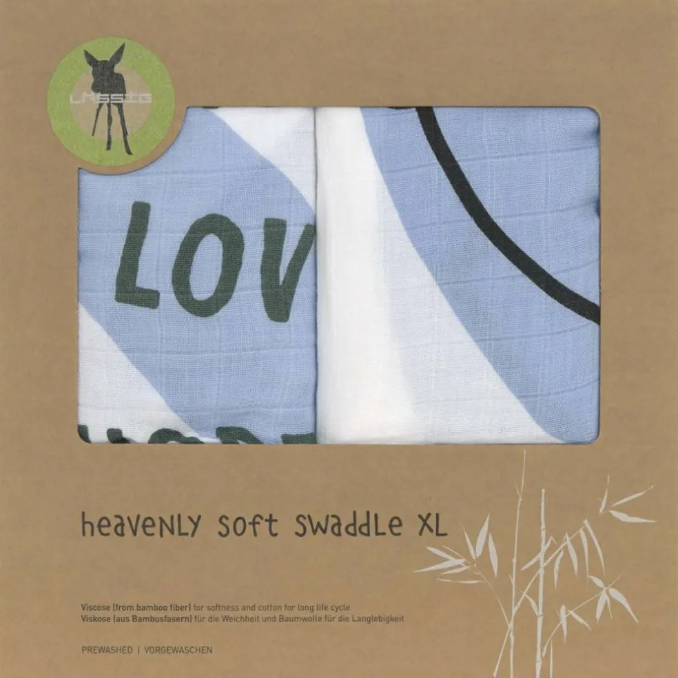 Lot de 2 langes Happy Rascals Smile bleu ciel (120 x 120 cm)