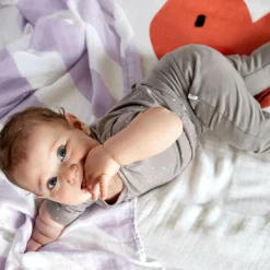 Lot de 2 langes Happy Rascals Coeur lavande (120 x 120 cm)