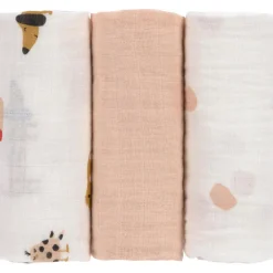 Lot de 3 langes Little Mateys orange épicé (60 x 60 cm)