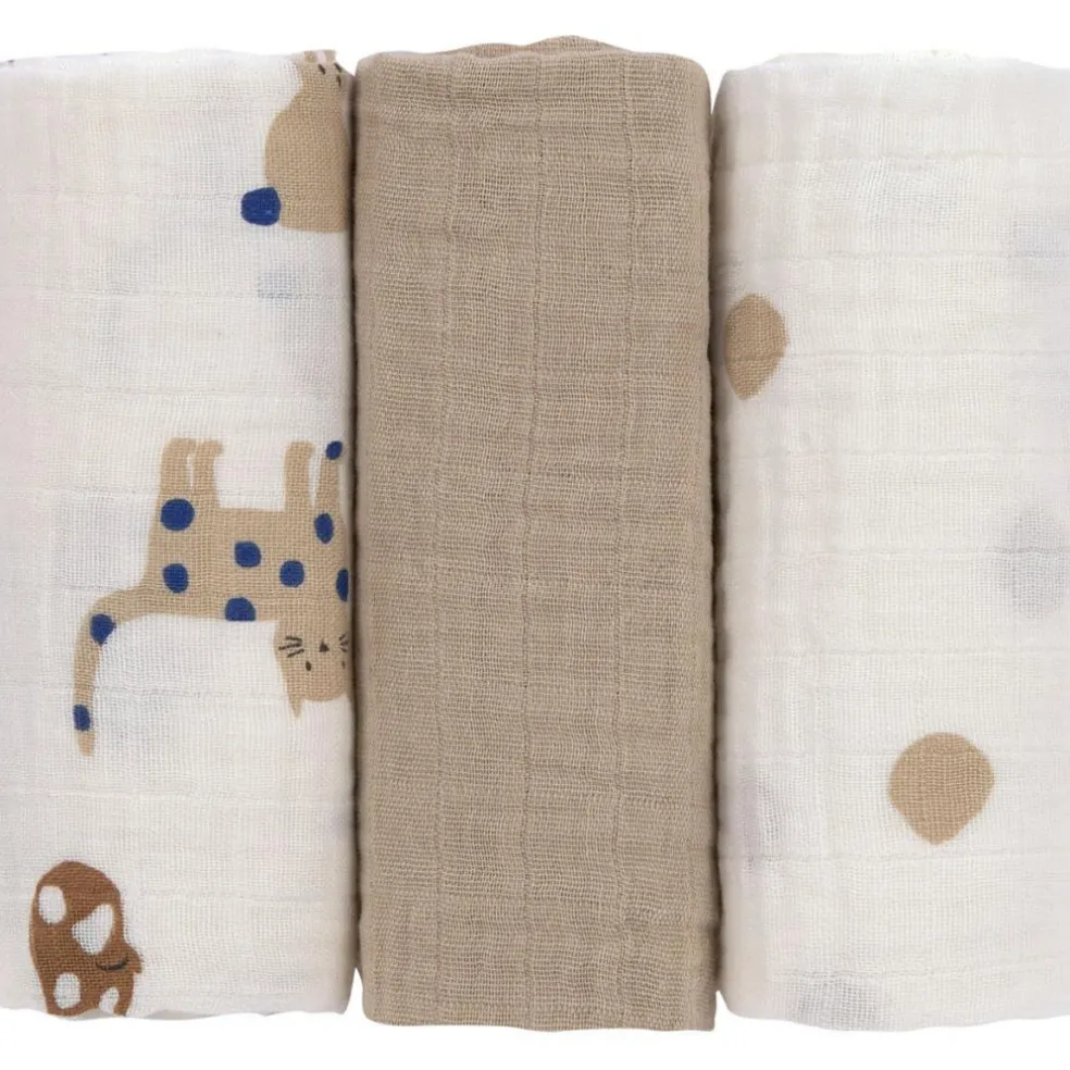 Lot de 3 langes Little Mateys bleu roi (60 x 60 cm)