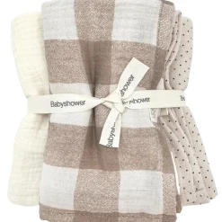 Lot de 3 langes Vichy Caramel (70 x 70 cm)