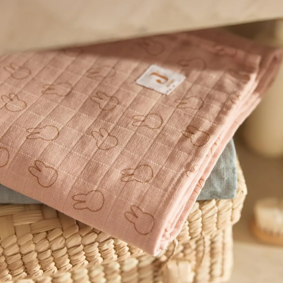 Lot de 2 maxi-langes en coton Miffy Wild Rose (115 x 115 cm)