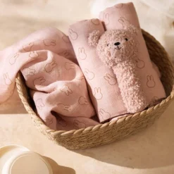 Lot de 2 maxi-langes en coton Miffy Wild Rose (115 x 115 cm)