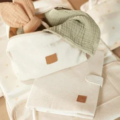 Lot de 2 maxi-langes en coton Olive Green-Ivory (115 x 115 cm)