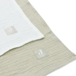 Lot de 2 maxi-langes en coton Olive Green-Ivory (115 x 115 cm)