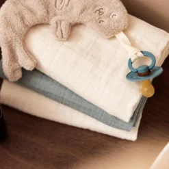 Lot de 2 maxi-langes en coton Sea Green-Ivory (115 x 115 cm)