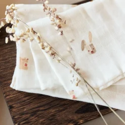 Lot de 2 maxi-langes en coton Animal Friends (115 x 115 cm)