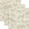 Lot de 3 mini langes en gaze de coton Animals Nougat (31 x 31 cm)