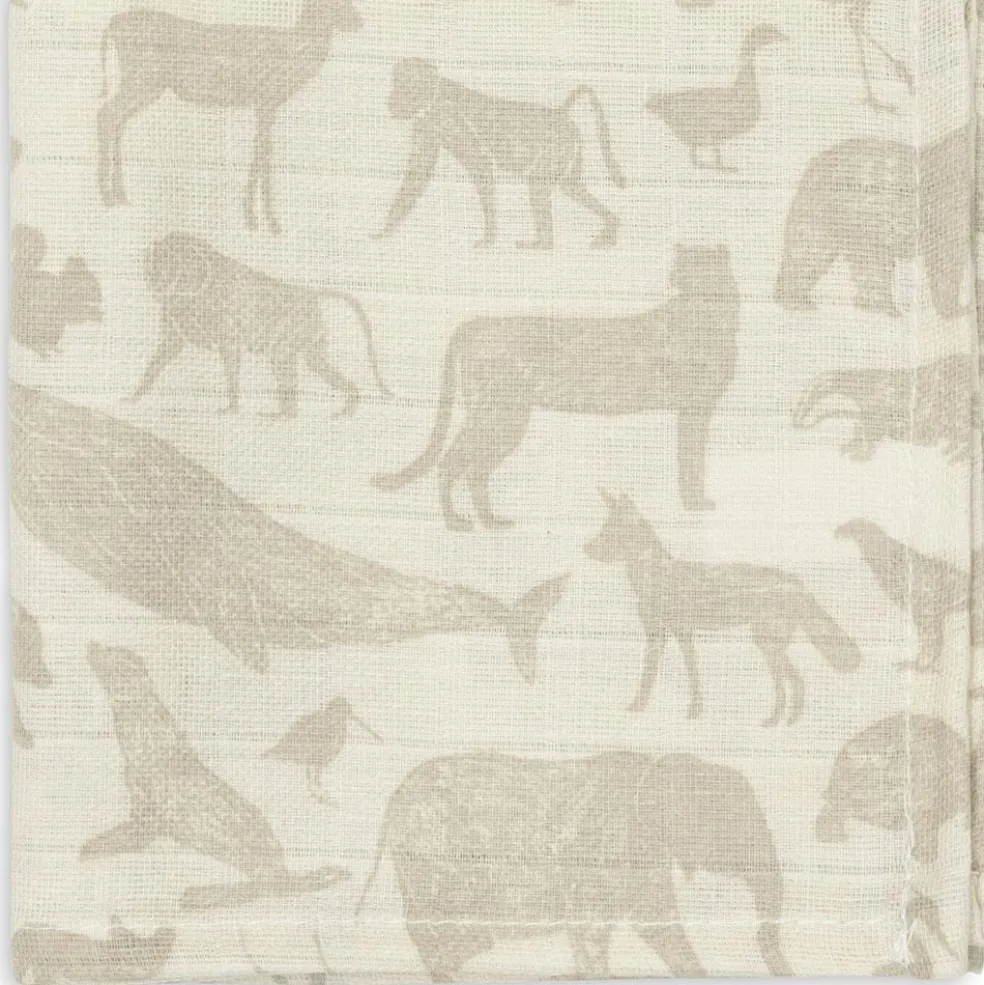 Lot de 3 mini langes en gaze de coton Animals Nougat (31 x 31 cm)