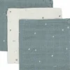 Lot de 3 mini langes en gaze de coton Sea Green (31 x 31 cm)