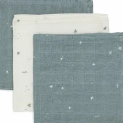 Lot de 3 mini langes en gaze de coton Sea Green (31 x 31 cm)