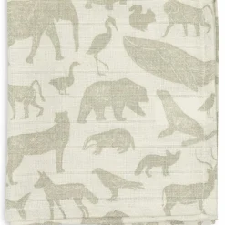 Lot de 3 mini langes en gaze de coton Animals Olive Green (31 x 31 cm)