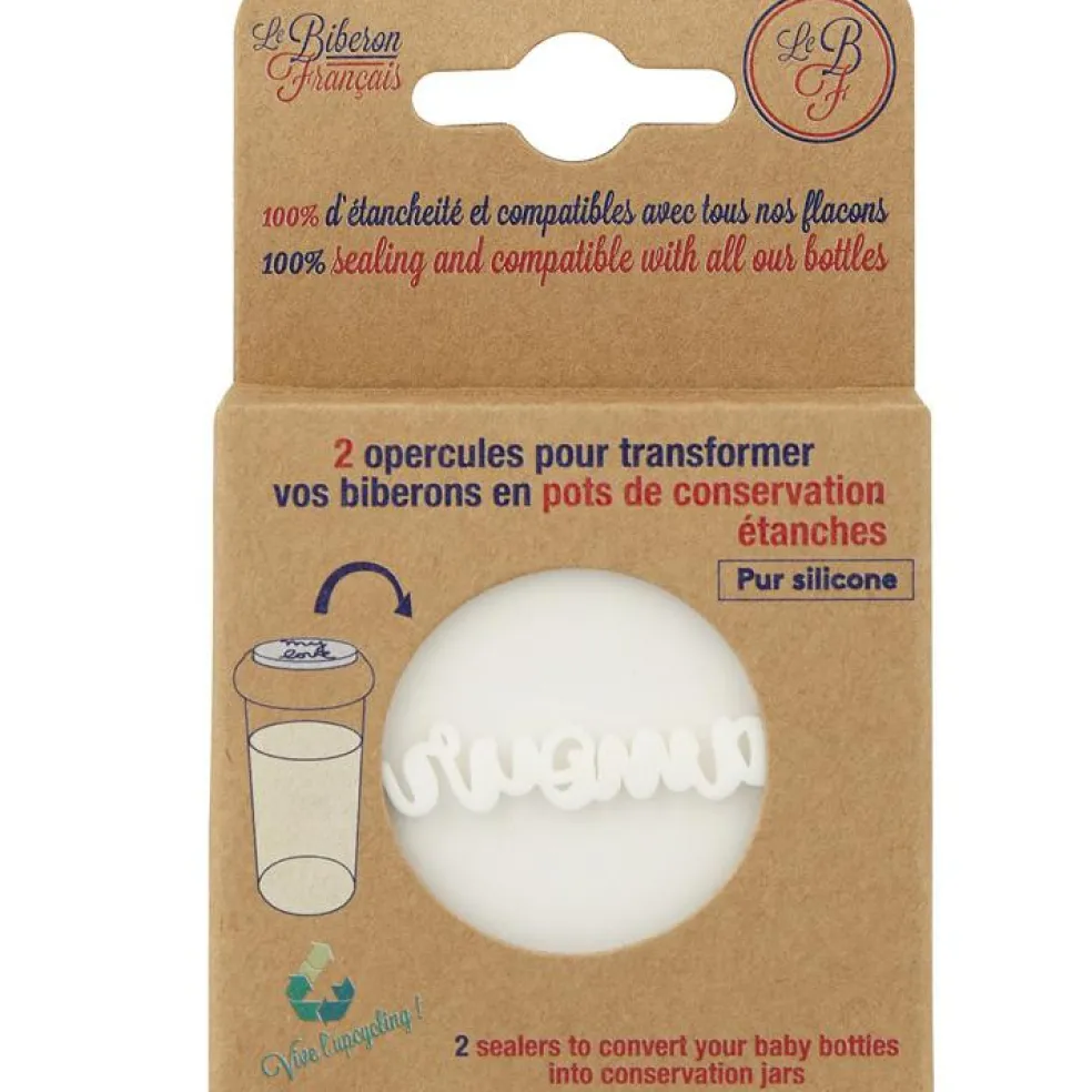 Lot de 2 opercules en silicone pour biberon nuages & amour