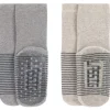 Lot de 2 paires de chaussettes antidérapantes en coton bio gris (pointure 23-26)