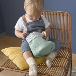 Lot de 2 paires de chaussettes antidérapantes en coton bio gris (pointure 23-26)