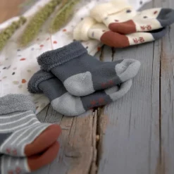 Lot de 3 paires de chaussettes bébé en coton bio Tiny Farmer bleu (pointure 15-18)