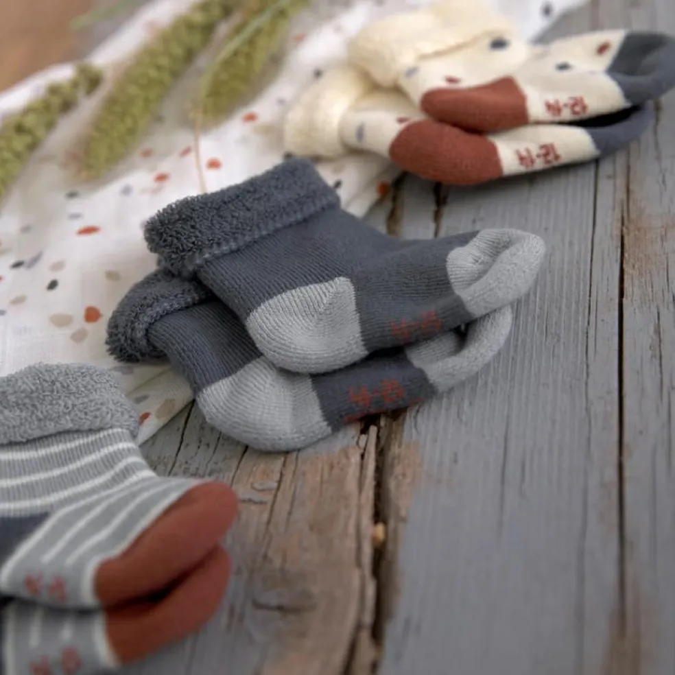 Lot de 3 paires de chaussettes bébé en coton bio Tiny Farmer bleu (pointure 15-18)