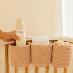 Lot de 3 paniers de berceau bamboo nude (32 x 10 cm)