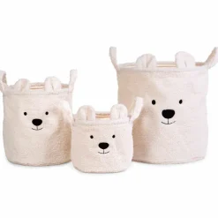 Lot de 3 paniers Teddy écru