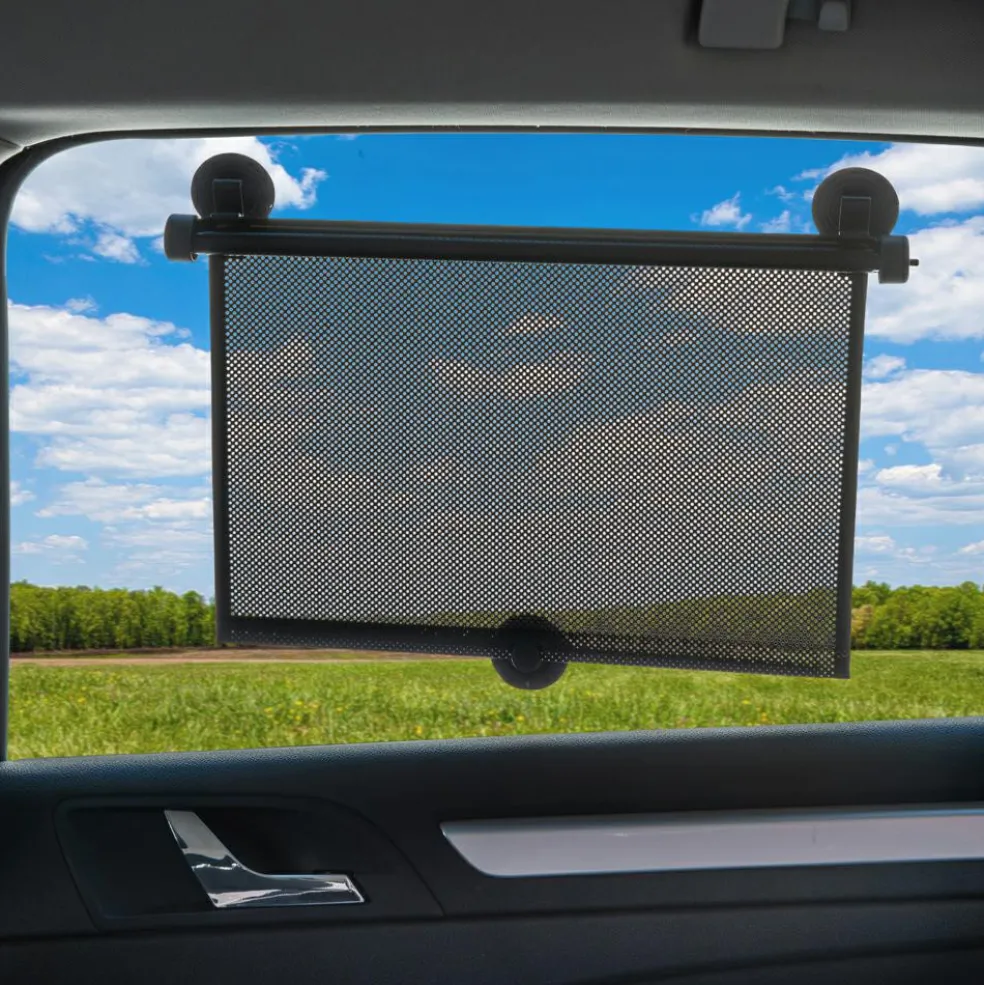 Lot de 2 pare-soleil enrouleur noir pour voiture