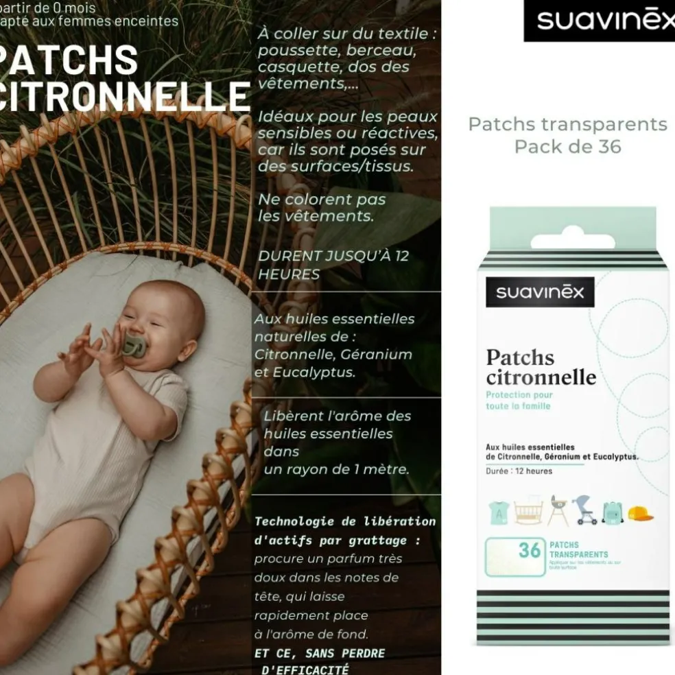Lot de 36 patchs à la citronnelle anti-moustique