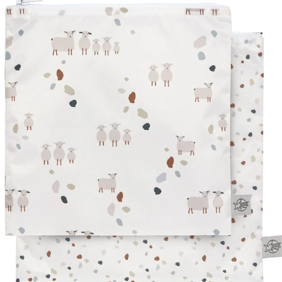 Lot de 2 pochettes à goûter Tiny Farmer pois et mouton