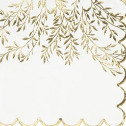 Lot de 16 serviettes Jolis Brins blanches et or