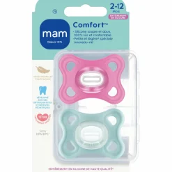 Lot de 2 sucettes Comfort rose en silicone (2-6 mois)
