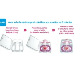 Lot de 2 sucettes en silicone Comfort rose et parme (0-2 mois)