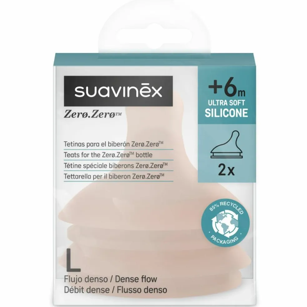 Lot de 2 tétines anti-colique pour biberon Zerø.Zerø Débit Rapide - L Medium