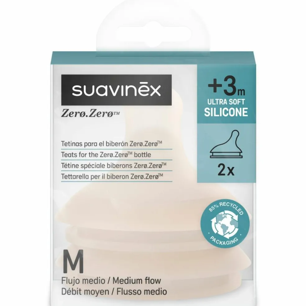 Lot de 2 tétines anti-colique pour biberon Zerø.Zerø Débit Moyen - M Light