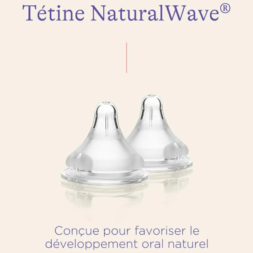Lot de 2 tétines Natural Wave® spécial allaitement débit très lent