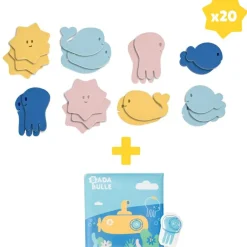 Lot de jouets de bain : livre de bain + stickers (20 pièces)