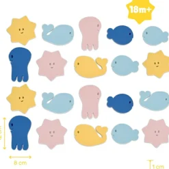 Lot de jouets de bain : livre de bain + stickers (20 pièces)