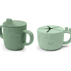 Lot tasse à bec et tasse à goûter Peekaboo Deer friends Vert