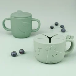 Lot tasse à bec et tasse à goûter Peekaboo Deer friends Vert