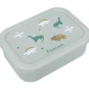 Lunch box 3 compartiments en silicone Dino vert