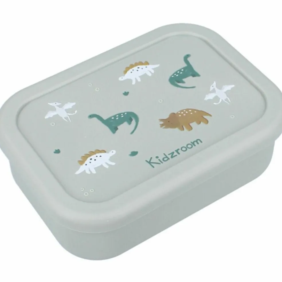 Lunch box 3 compartiments en silicone Dino vert