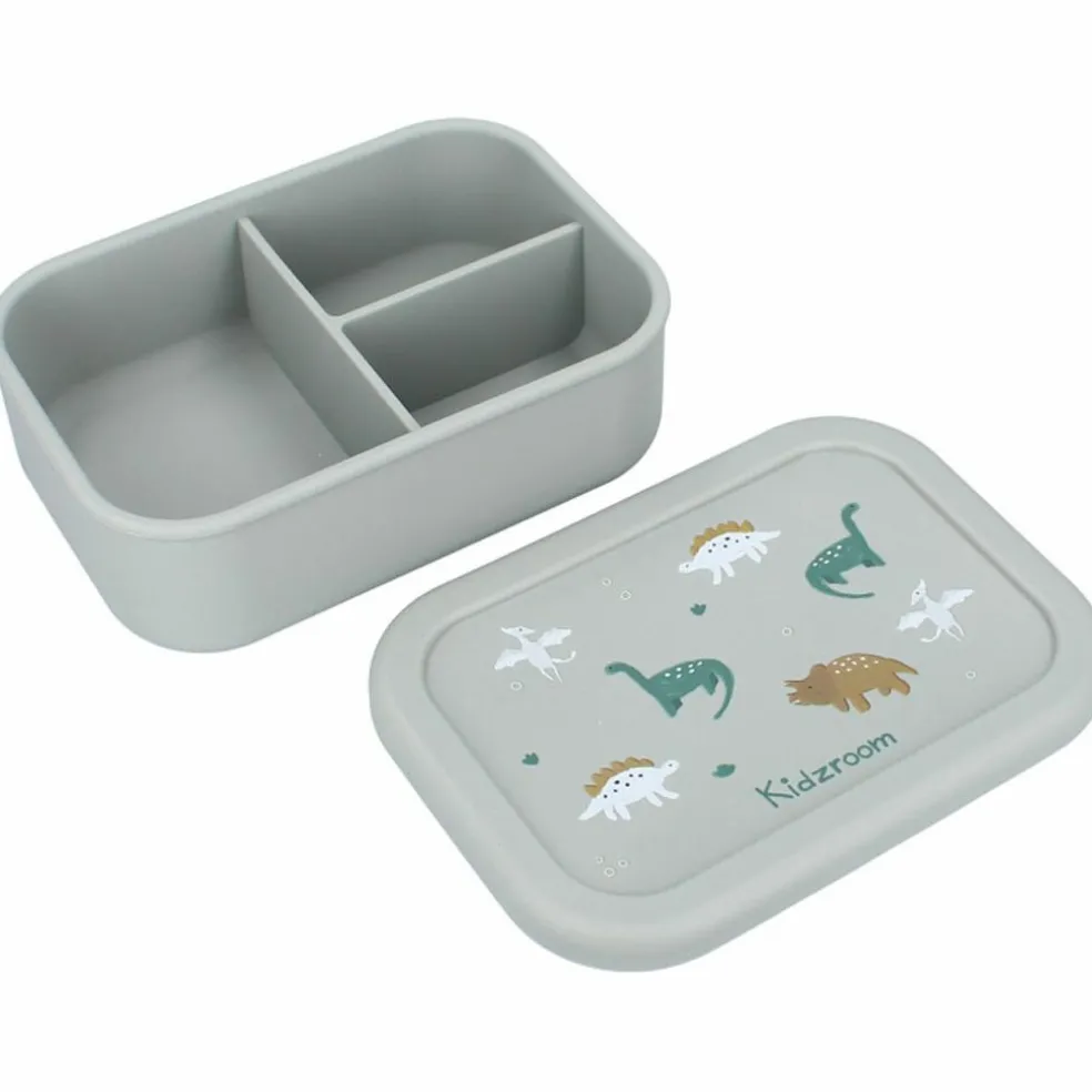 Lunch box 3 compartiments en silicone Dino vert