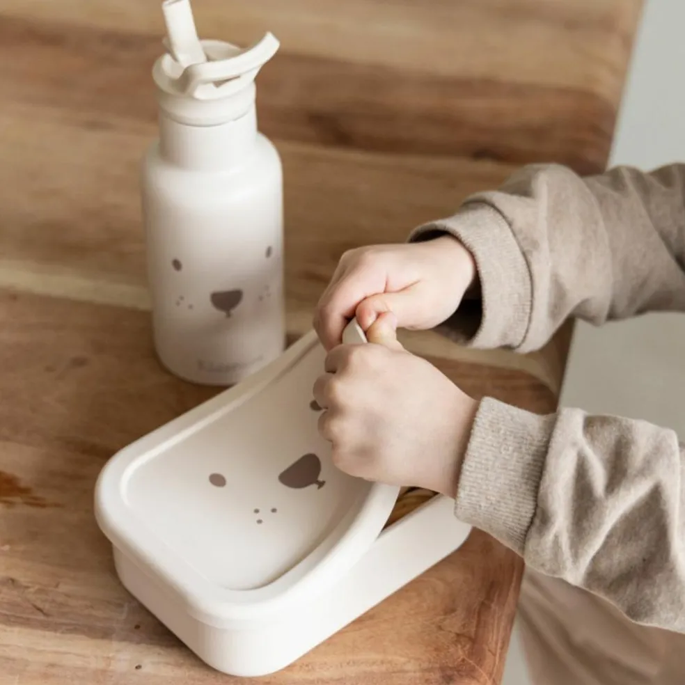 Lunch box 3 compartiments en silicone Ourson sable