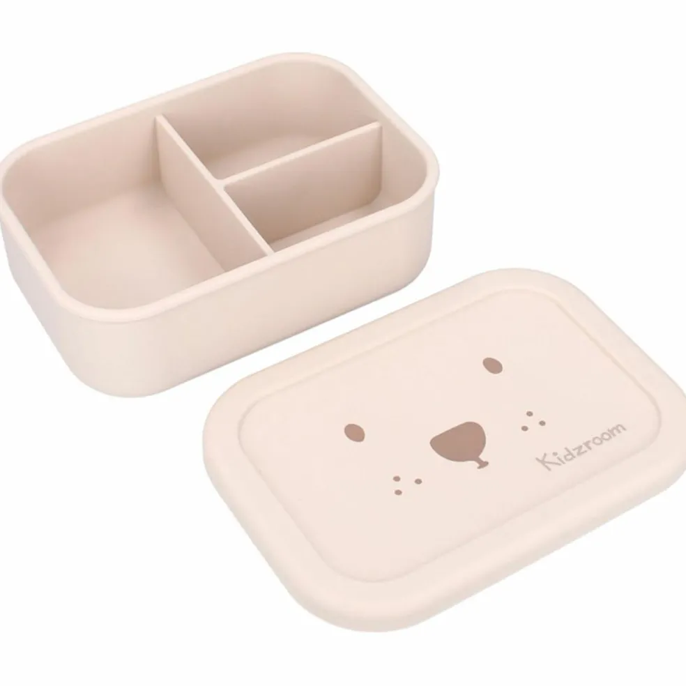 Lunch box 3 compartiments en silicone Ourson sable